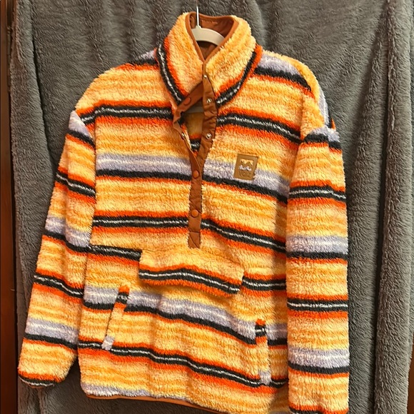 Cozy Orange and Yellow Zip Up Sweater - Picture 1 of 2